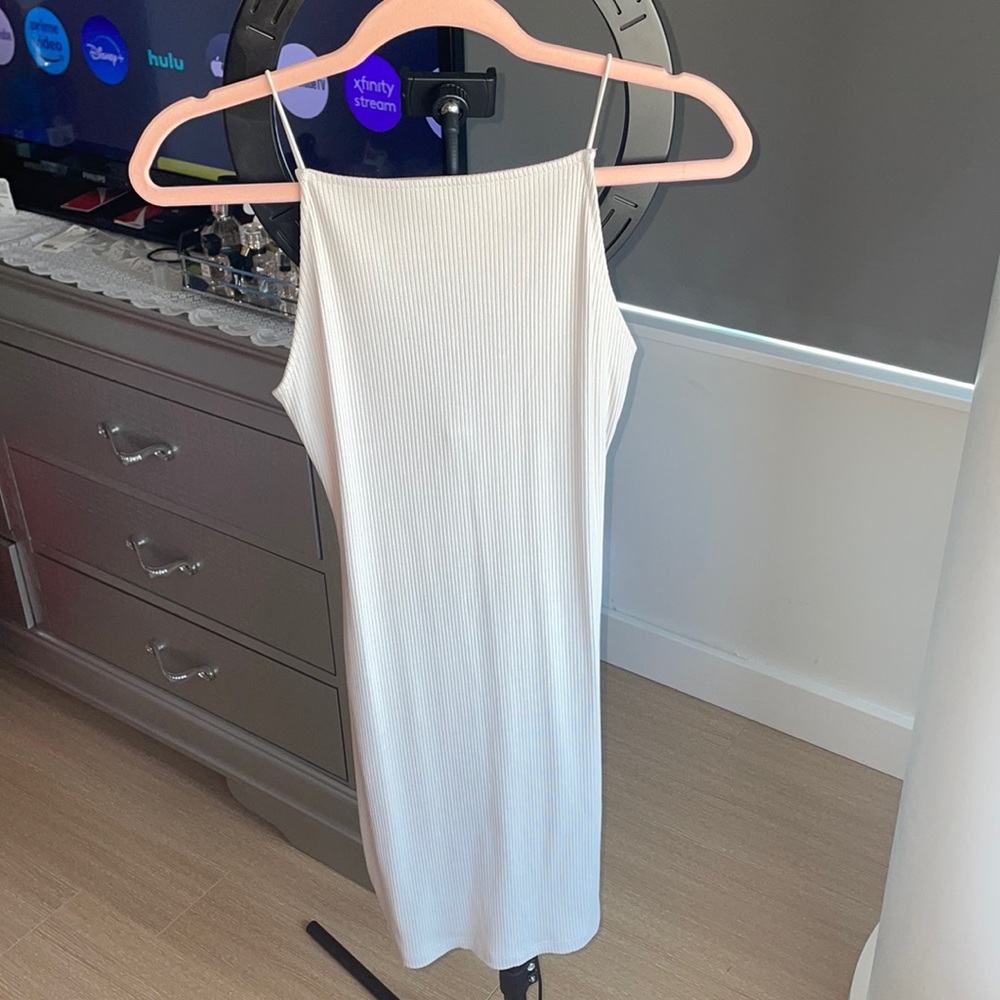 SEXY SQUARE NECK RIBBED MINI DRESS